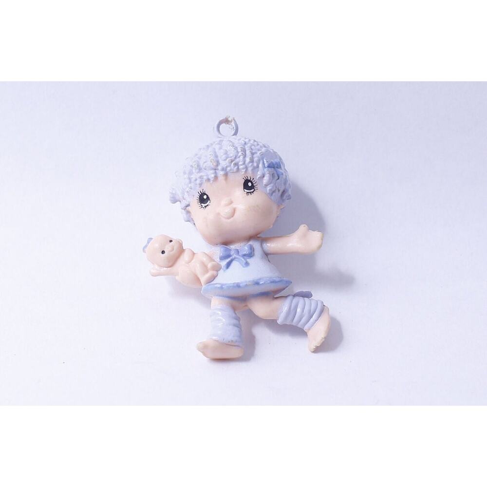 Hugga Bunch, PVC Figure, Hanging, Girl with Baby, Purple, 2", Little, Tiny,